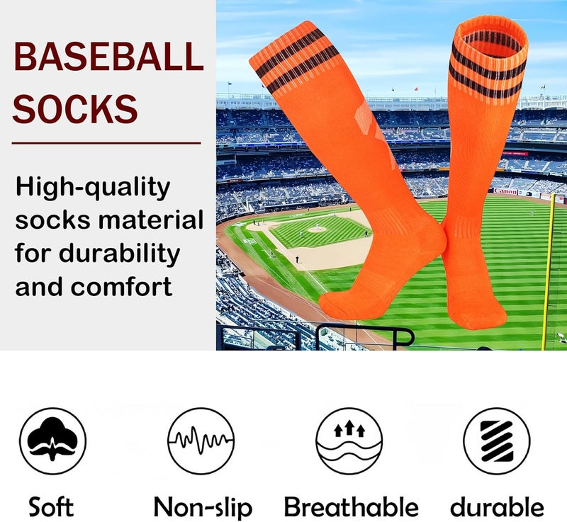 EDCYF Kids Baseball or Softball Socks and Belt Combo Set Softball Knee Socks High Tube Soccer Socks for Youth Boys Girls - Image 2